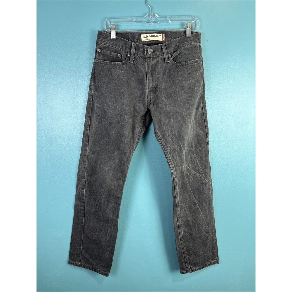 Levi's 514 Slim Straight Black Fade Y2K 32x32 Stone Washed Whiskers Cowboy